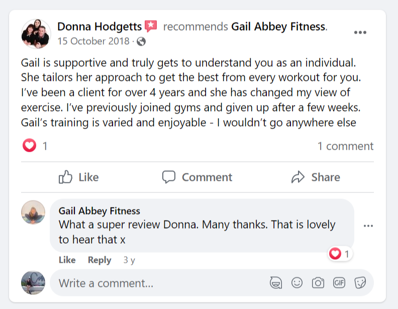 PERSONAL TRAINING WITH GAIL ABBEY